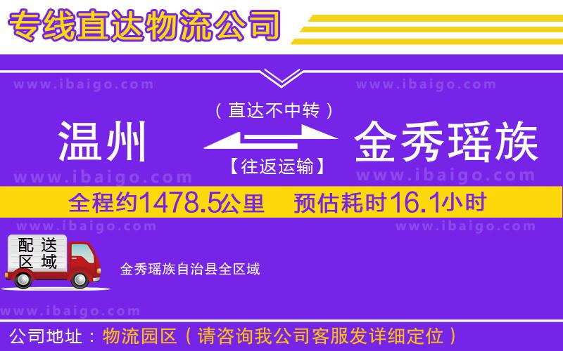 溫州到金秀瑤族自治縣物流專線