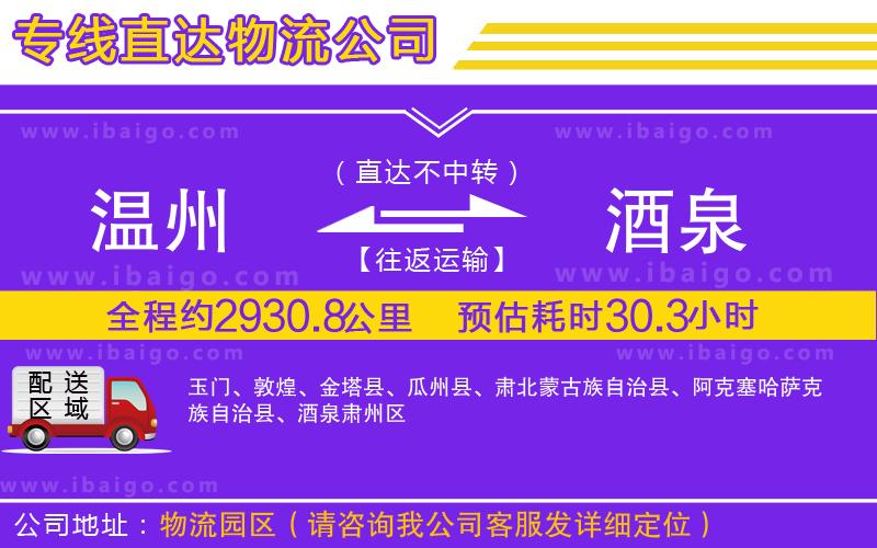 溫州到酒泉物流專線